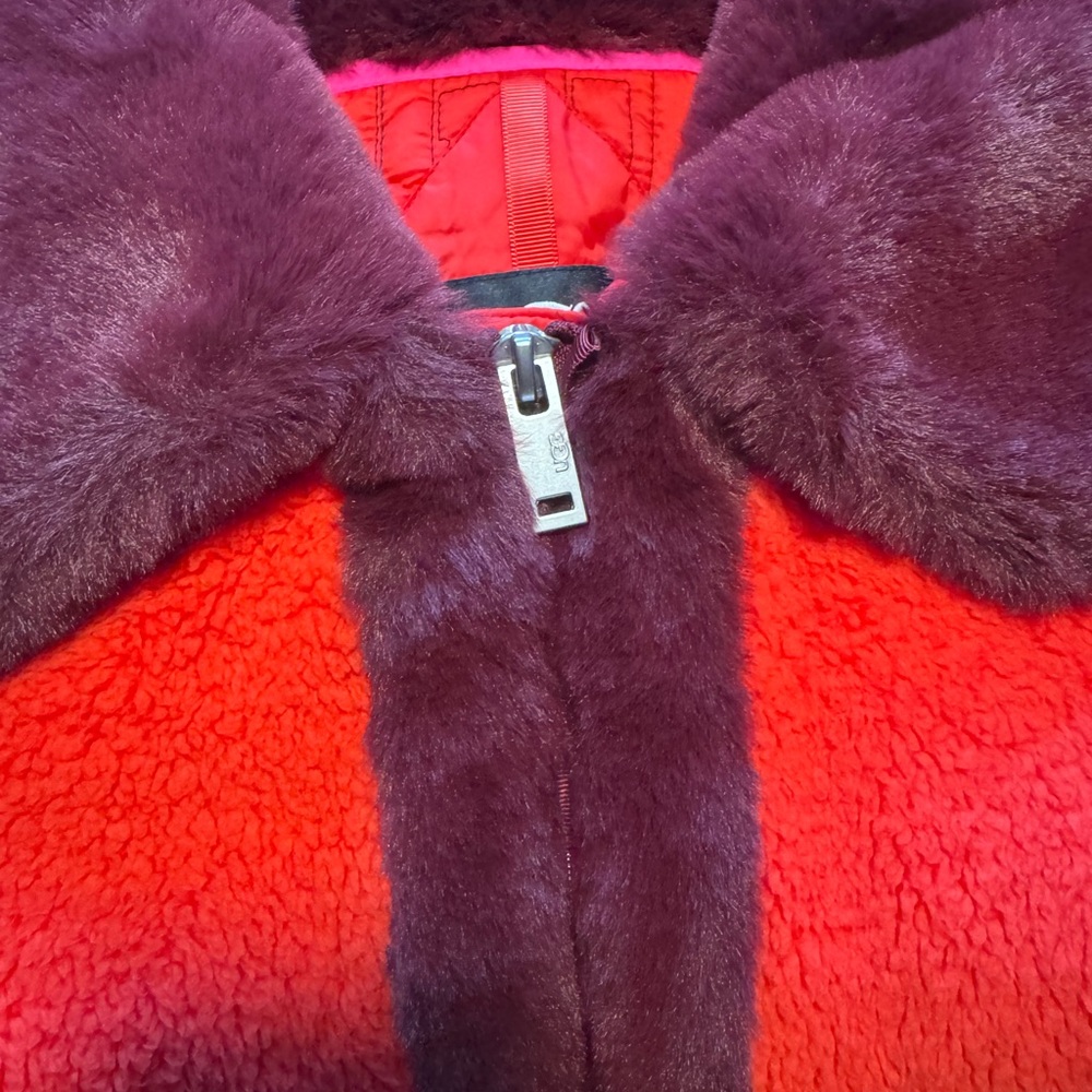 UGG Red and Burgundy Faux Fur Jacket - Picture 7 of 15